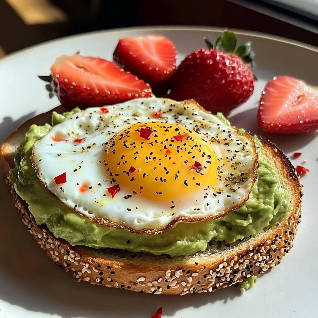 Avocado Egg Toast with Fresh Strawberries