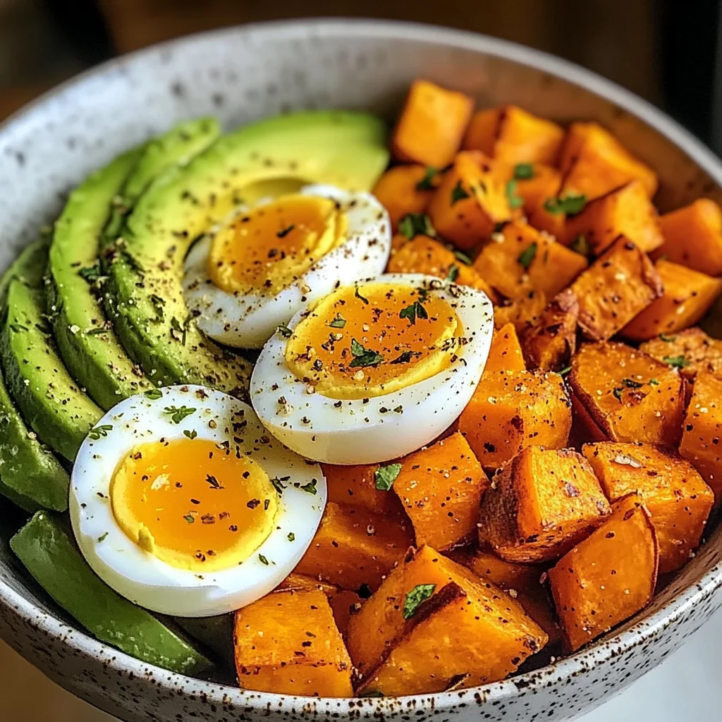 Avocado, Egg & Roasted Sweet Potato Bowl