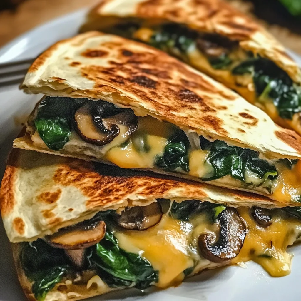 Baked Spinach Mushroom Quesadillas