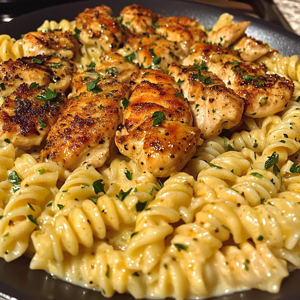 Creamy Garlic Butter Chicken with Twisted Cheddar Pasta
