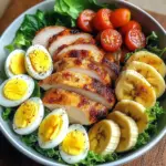 Crispy Chicken & Egg Salad Bowl with Fresh Banana & Greens