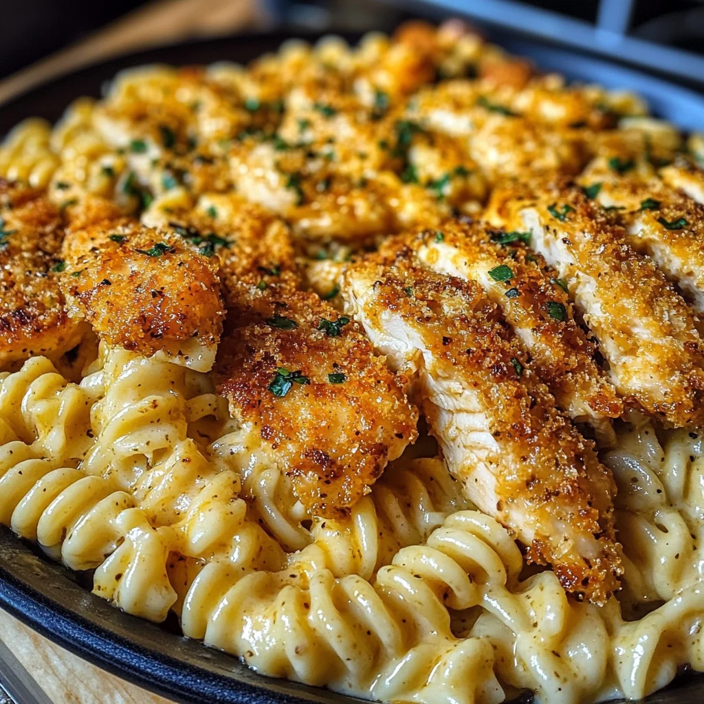 Garlic Parmesan Chicken Twisted Pasta in Spicy Three-Cheese Cajun Sauce