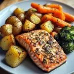 Garlic Salmon with Herbed Potatoes, Carrots & Broccoli
