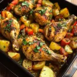 Herb Roasted Chicken Drumsticks with Roasted Potatoes & Veggies