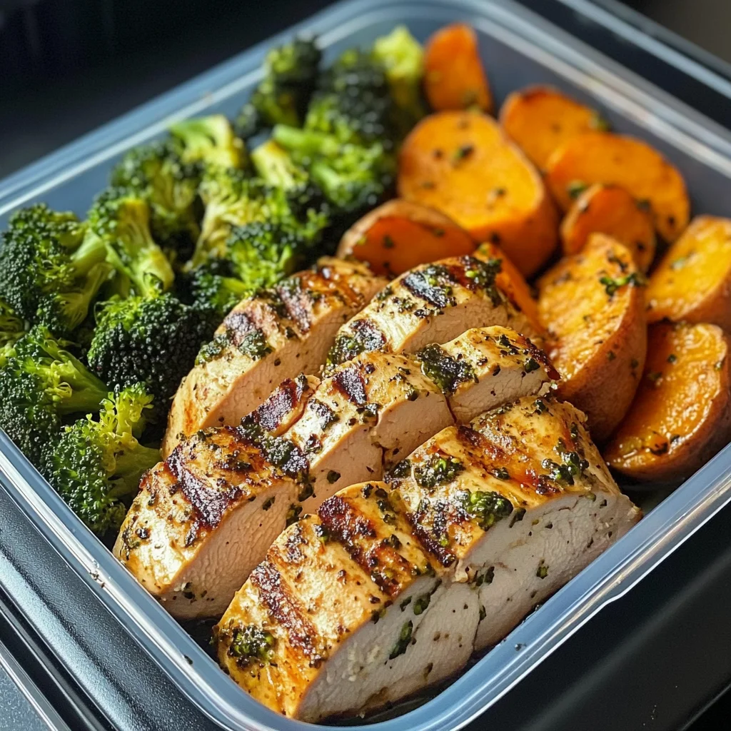Herbed Chicken Meal Prep Bowls with Sweet Potatoes & Broccoli
