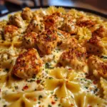 Mozzarella Garlic Butter Chicken Bowties in Cheesy Cream