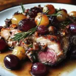 Slow-Roasted Lamb Shoulder with Rosemary, Garlic Cream & Caramelized Grapes