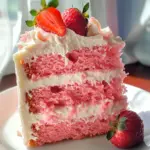 Strawberry Cake with Whipped Cream Cheese Frosting