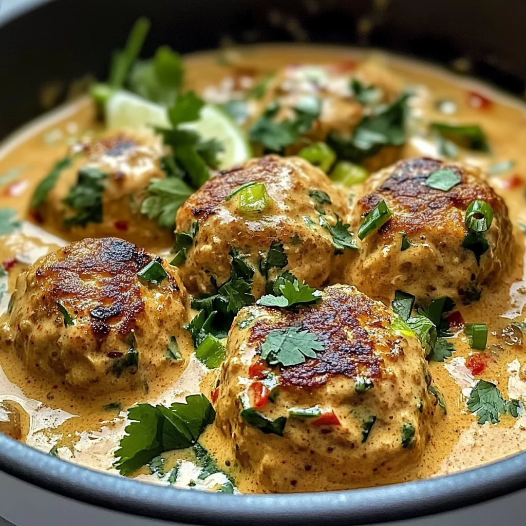 Thai Chicken Meatballs in Coconut Curry Sauce