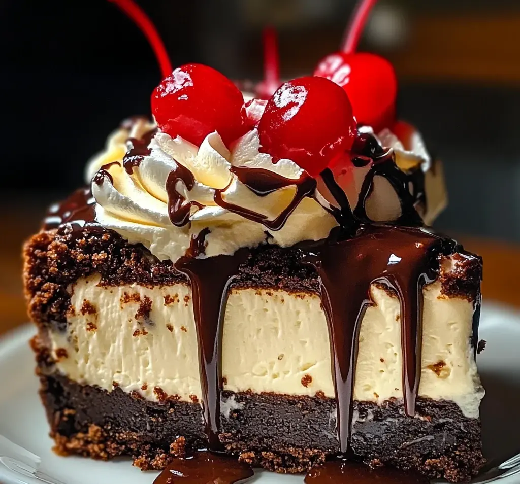 Hot Fudge Sundae Brownie Cheesecake