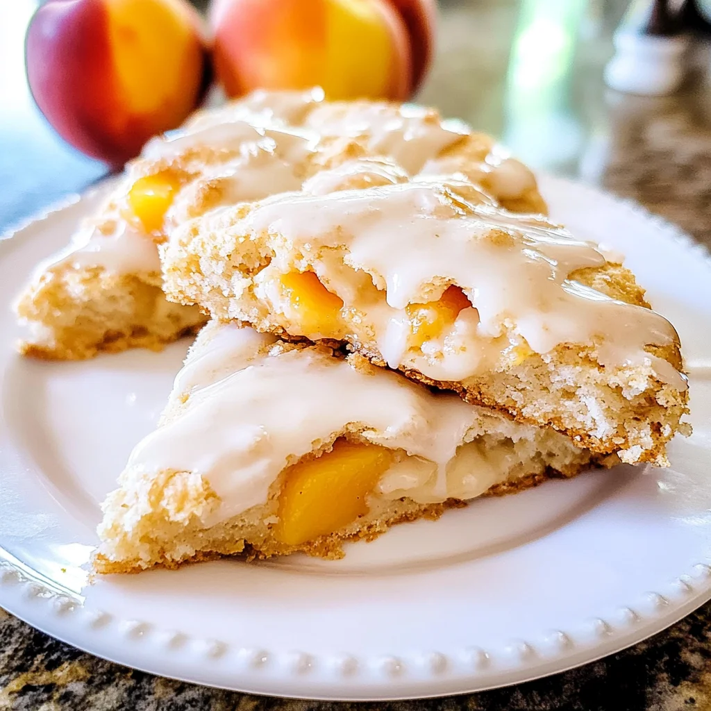 Peach Pie Scones with a Vanilla Glaze