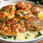 Salmon Patties with Creamy Lemon-Garlic Sauce