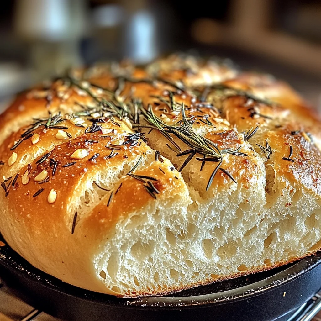 Rustic No-Knead Rosemary Garlic Bread