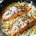 Creamed Corn Orzo with Salmon