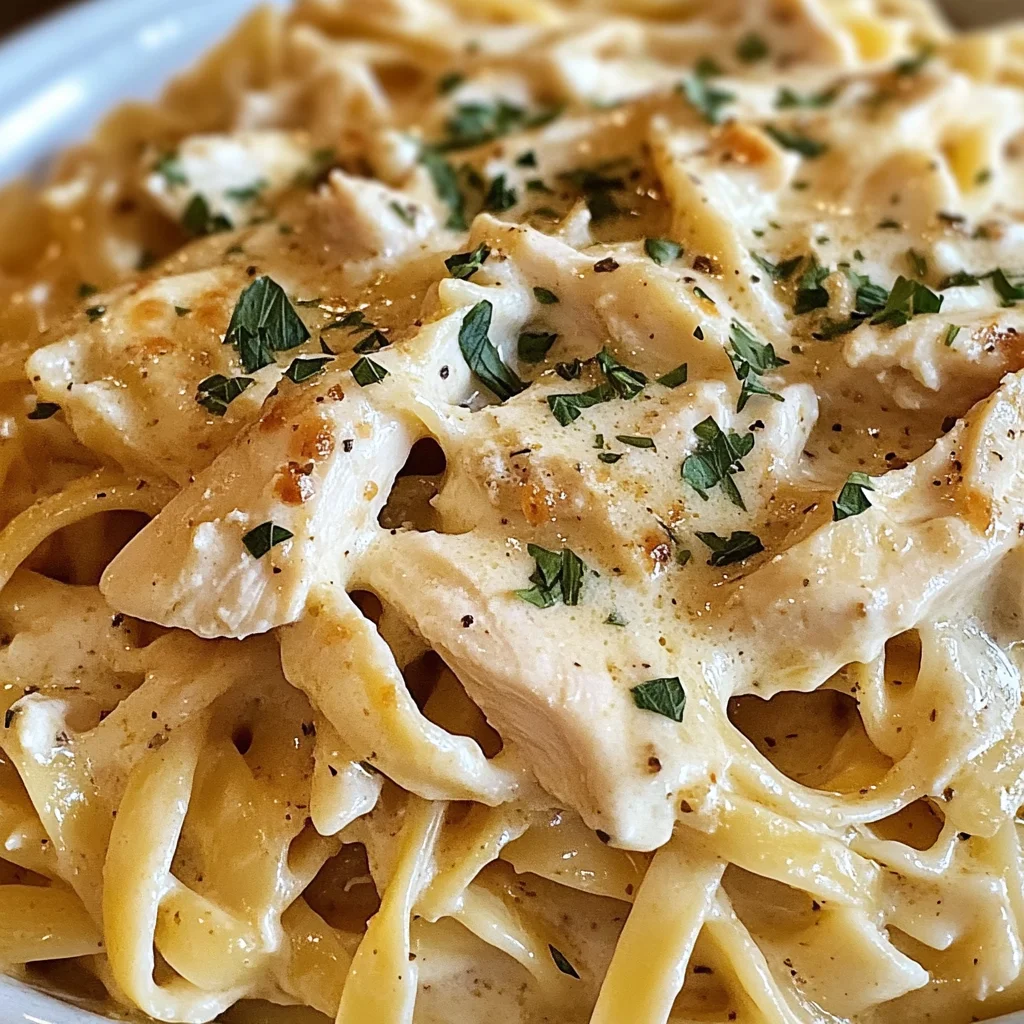 Creamy Crockpot Garlic Parmesan Chicken Pasta