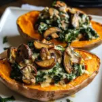Creamy Mushroom and Spinach Stuffed Sweet Potatoes