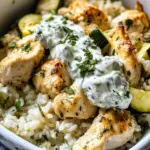Easy Chicken Tzatziki Rice Bake