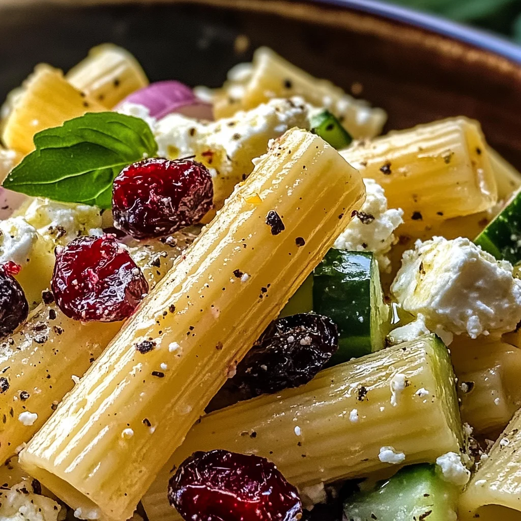 Feta & Cranberry Rigatoni Salad with Lemon Vinaigrette