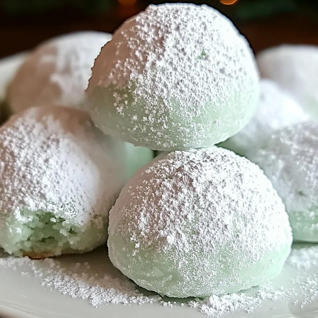 Minty Snowball Cookies