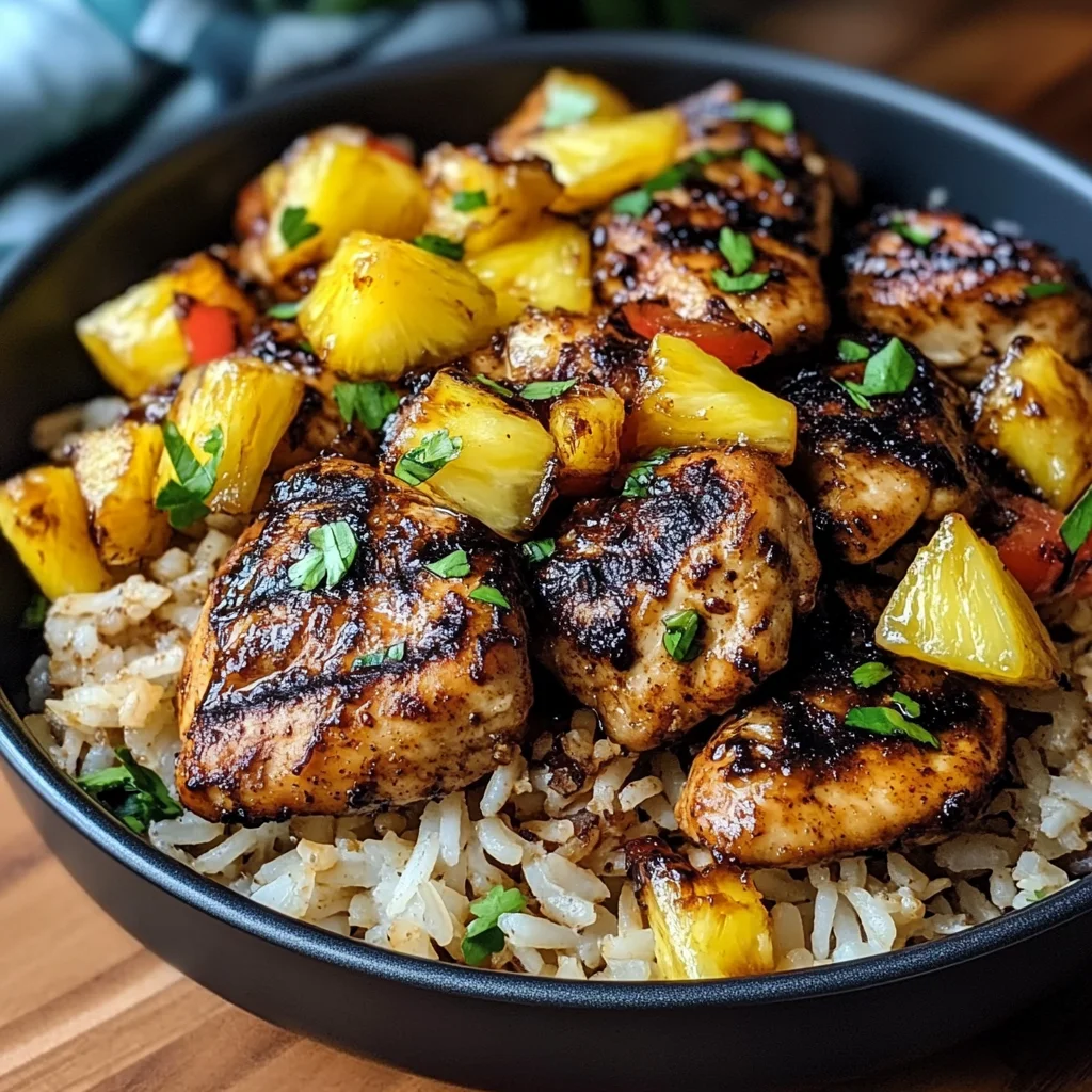 One Pan Caribbean Jerk Chicken with Pineapple-Coconut Rice Recipe