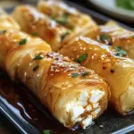 Oven Fried Feta Rolls with Chili Honey