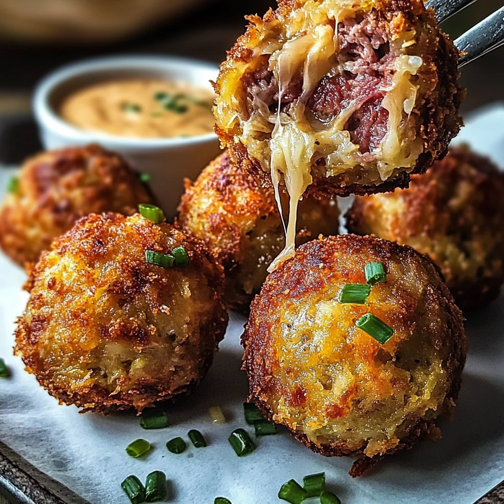 Reuben Balls with Spicy Thousand Island Dipping Sauce