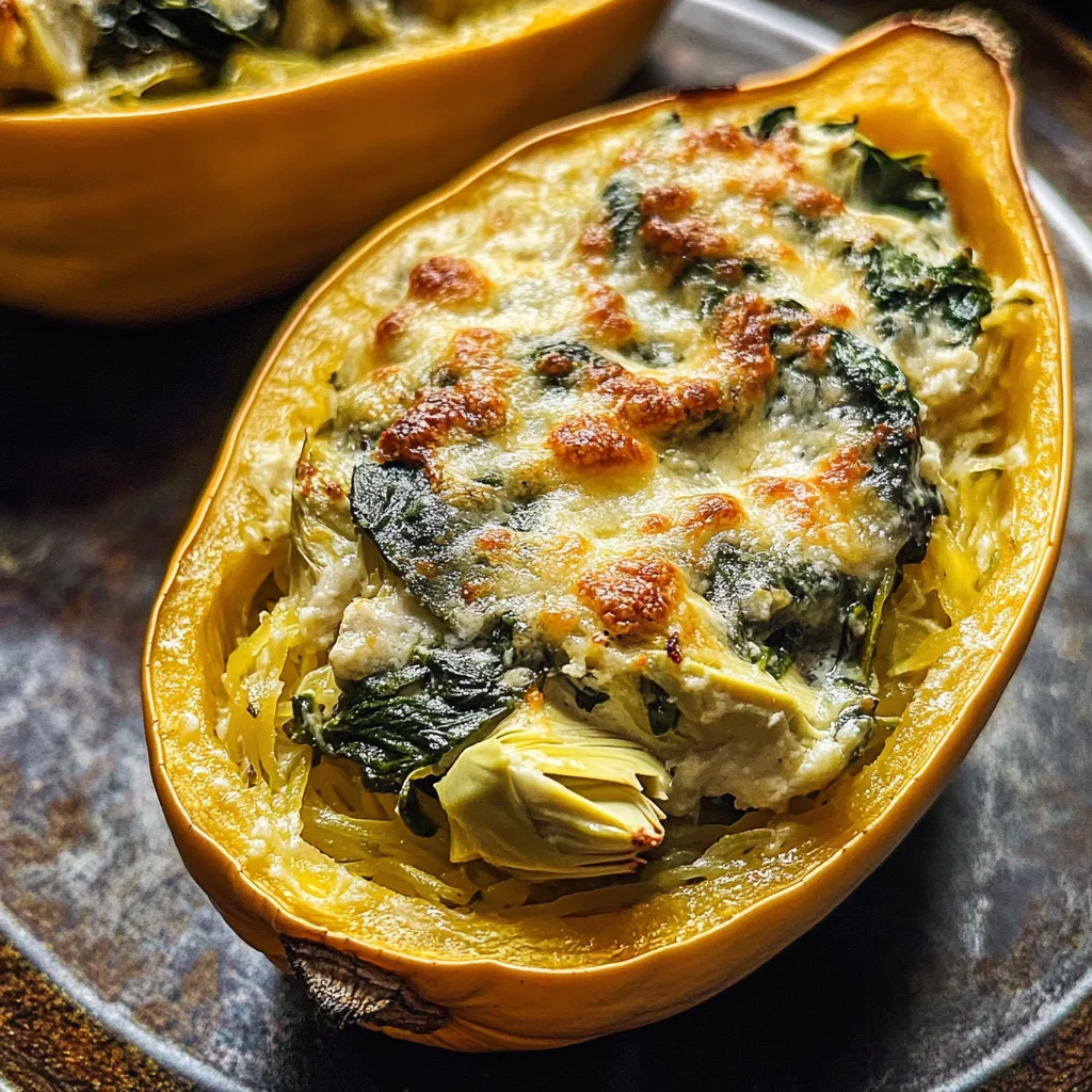 Spinach and Artichoke Stuffed Spaghetti Squash