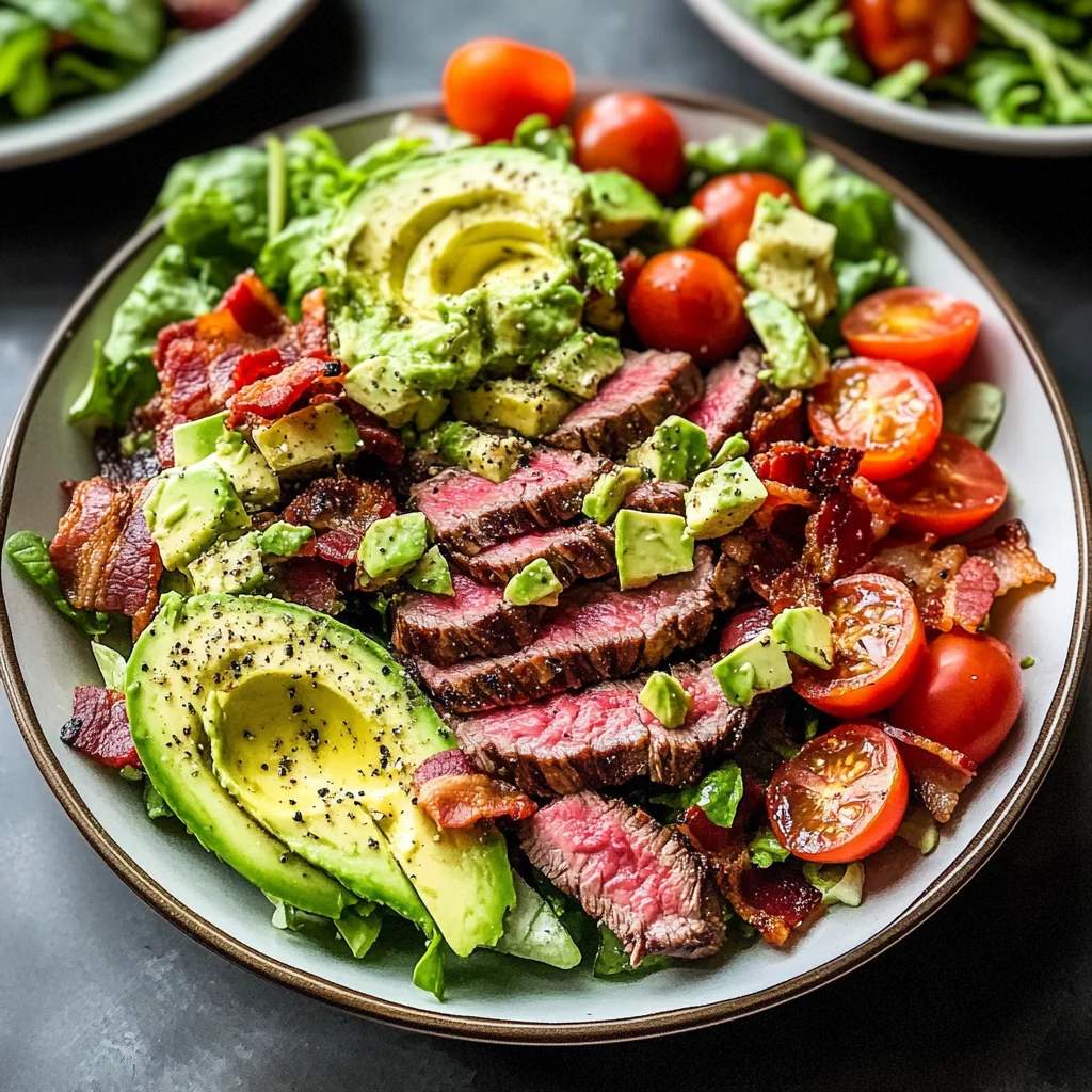 Steak Cobb Salad with Creamy Avocado Dressing {Whole30, Keto}