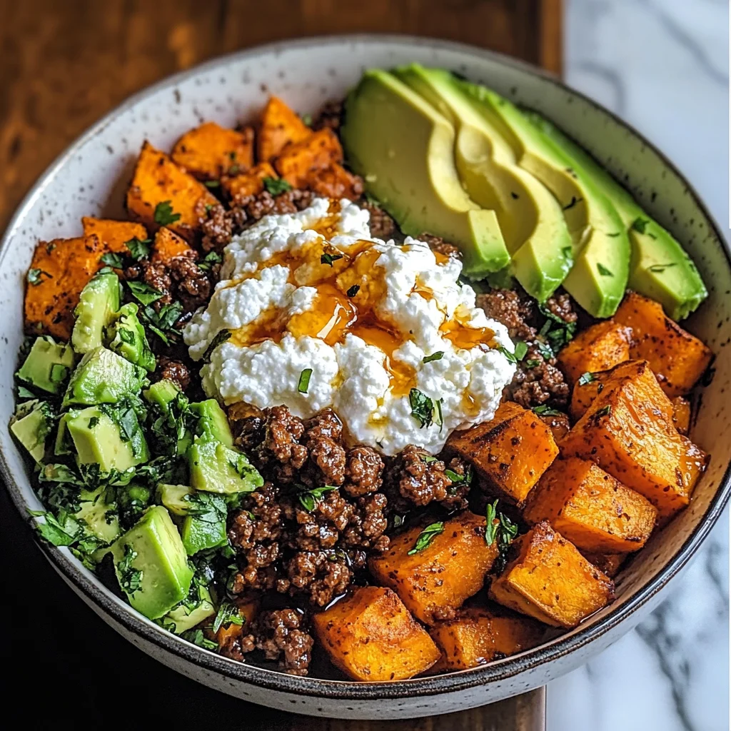 Sweet Potato Beef Bowl with Hot Honey and Cottage Cheese Recipe (Viral TikTok Recipe!)