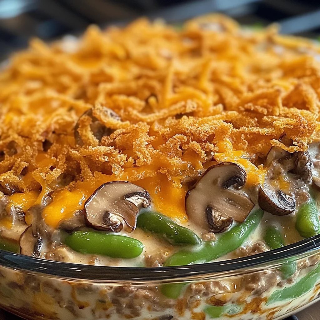 chicken hamburger Green Bean Casserole with Mushrooms made easy!